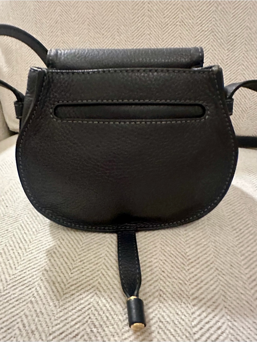 Chloé Midnight Navy Leather Small Marcie Saddle Crossbody with Gold Studs - Picture 6 of 10